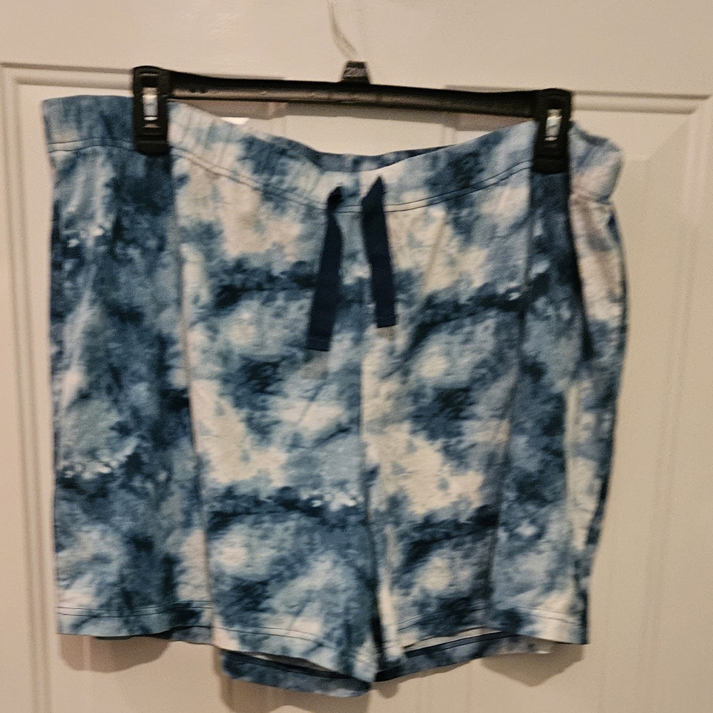 Lands' End Blue Pajama Shorts with Tie-Dye Pattern